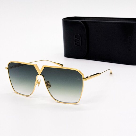NEW VALENTINO SUNGLASSES UNISEX GOLD/GREEN V-GOLDSHIELD VLS-137C EYEWEAR main image 12